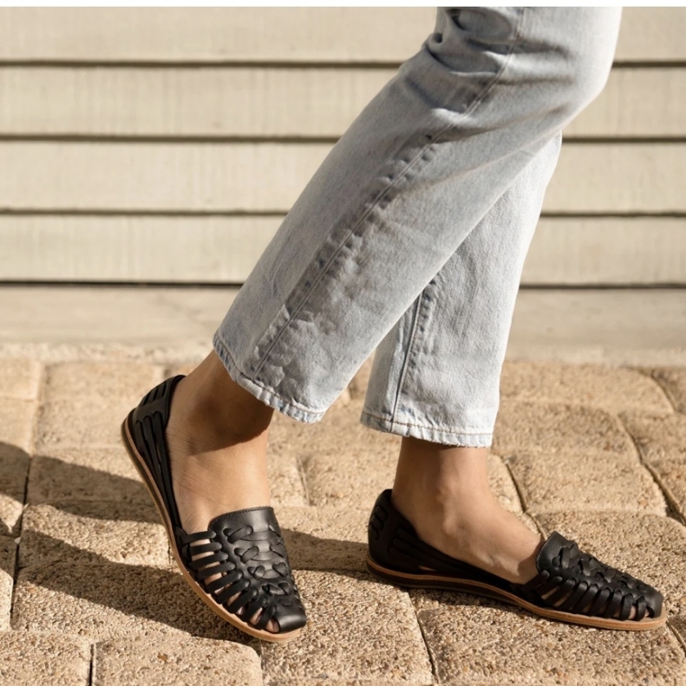 New Nisolo Women's Black Huarache Sandals 7.5